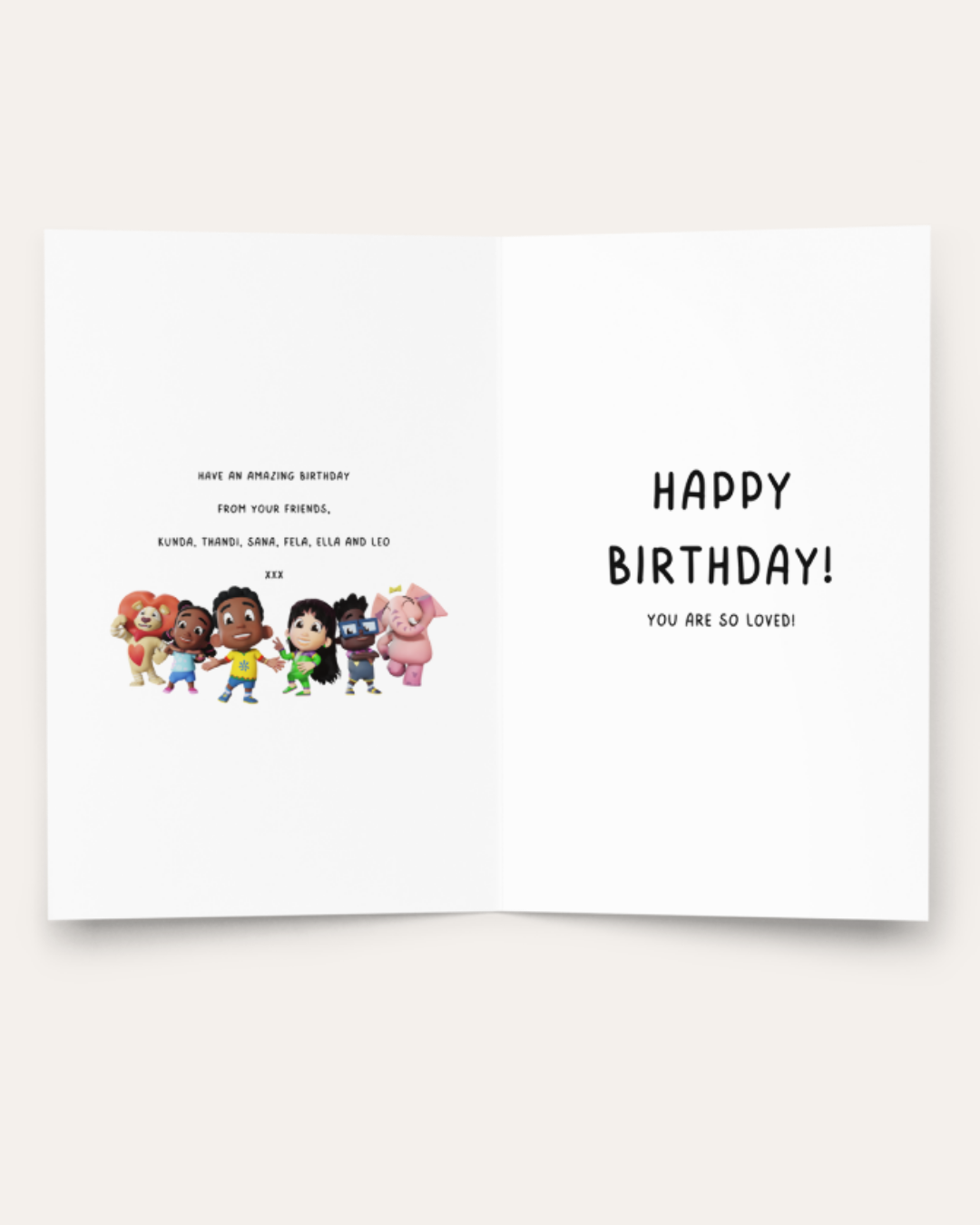 Kunda & Friends Happy Birthday Card - Portrait