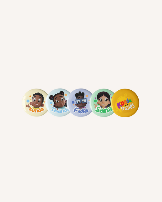 Kunda & Friends Character Button Set – Pack of 5