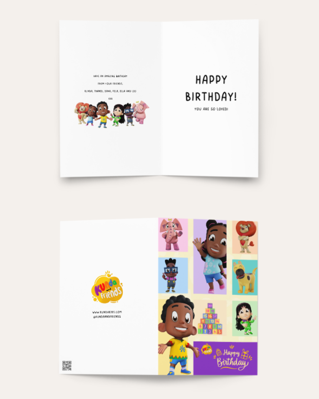 Kunda & Friends Happy Birthday Card - Portrait