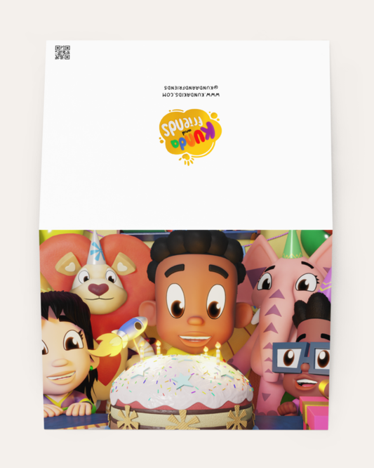 Kunda & Friends Happy Birthday Card - Wide