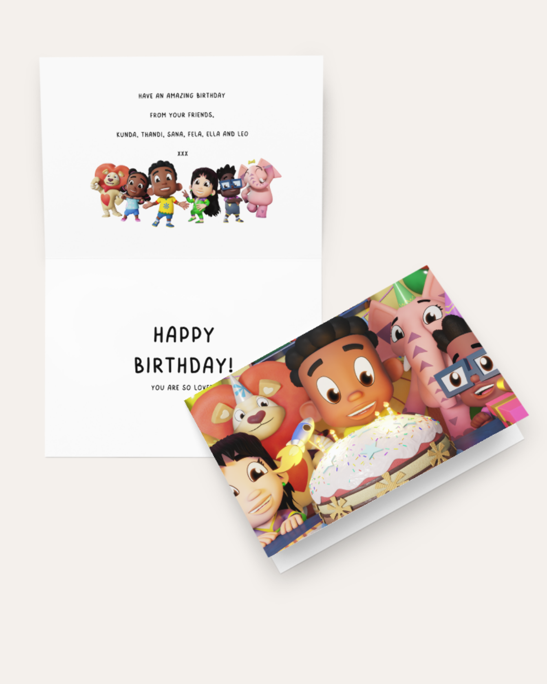 Kunda & Friends Happy Birthday Card - Wide