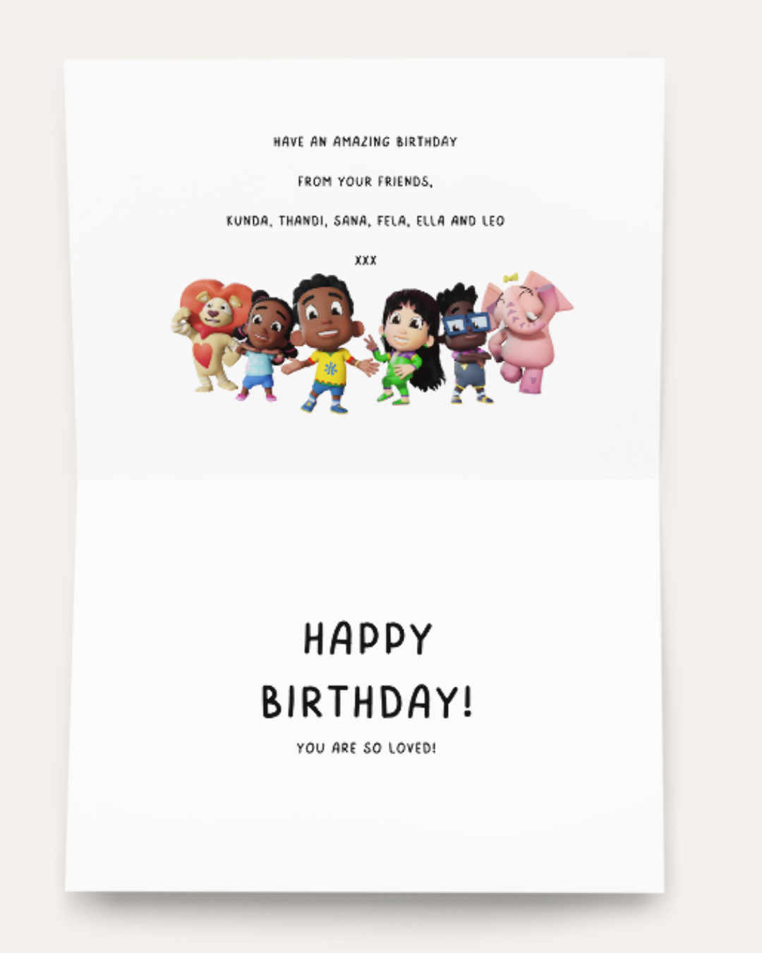 Kunda & Friends Happy Birthday Card - Wide