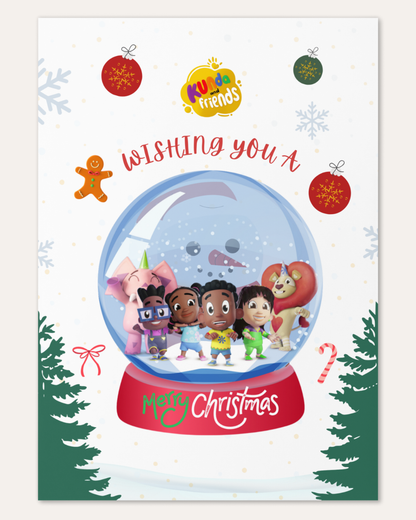 Kunda and Friends Snow Globe Christmas Card