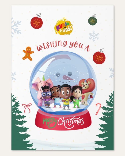 Kunda and Friends Snow Globe Christmas Card