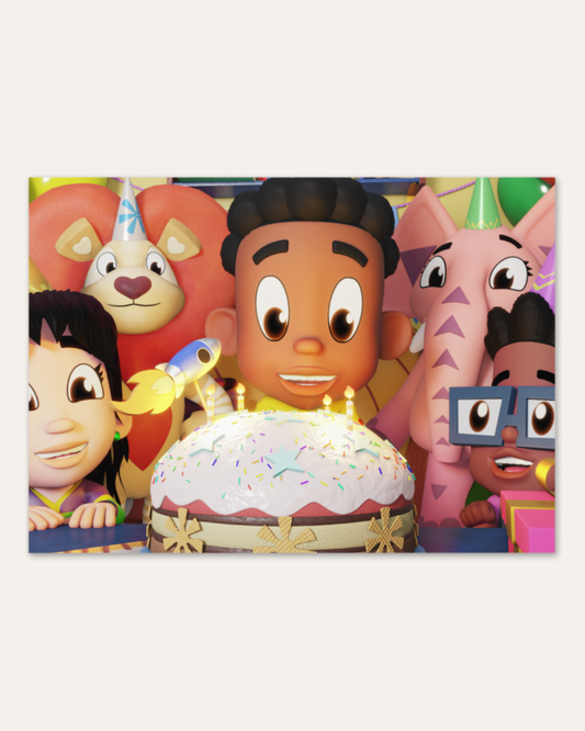 Kunda & Friends Happy Birthday Card - Wide