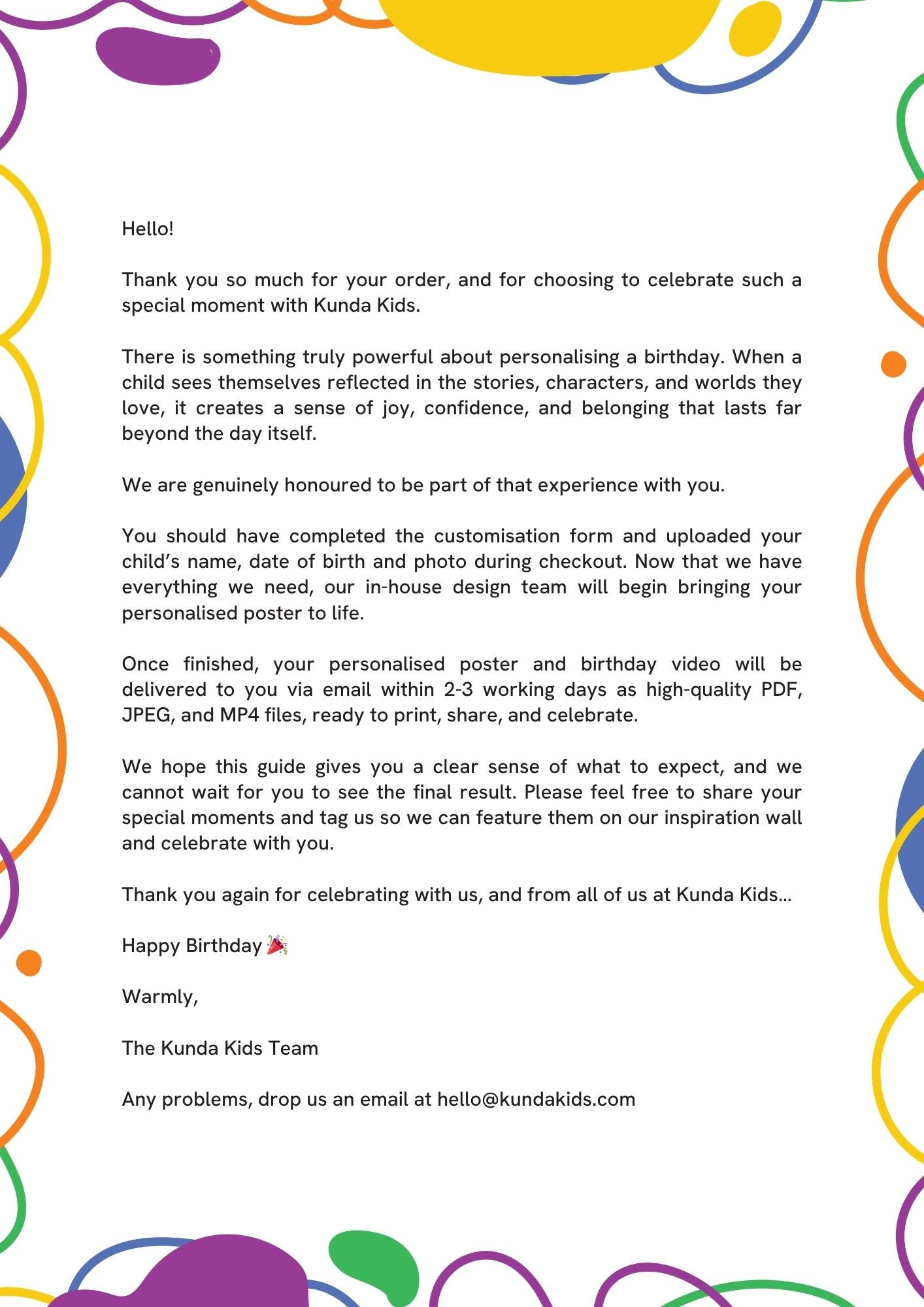 Kunda Kids Personalised Birthday Video and Poster